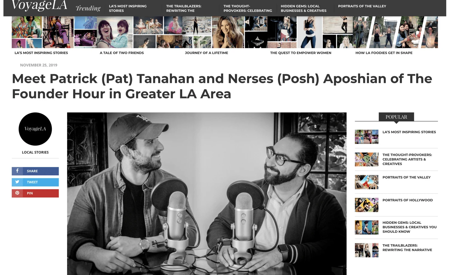 "The Founder Hour" Featured in Voyage LA's "LA's Most Inspiring Stories" Collection